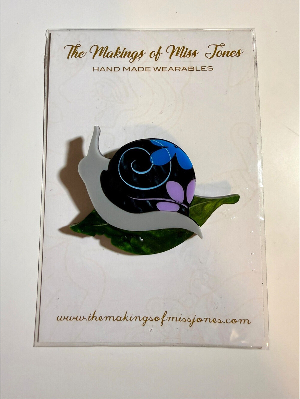 Snail Brooch - Makings of Miss Jones Spring Rain Nature Acrylic Flower Pin